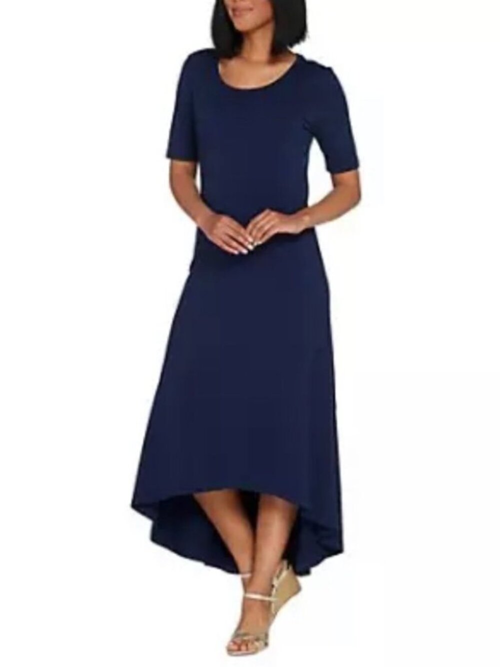 Isaac Mizrahi Petite Elbow Slv Knit Maxi Dress